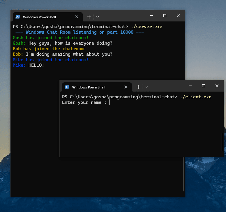 Multi-threaded Terminal Chat App